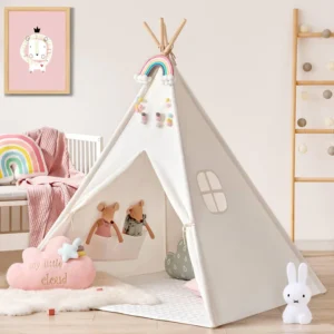 Teepee Tent for Kids with Mat – Indoor Play Tent with Floor Mat